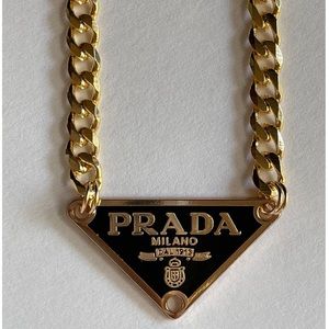 REPURPOSED GOLD PRADA TRIANGLE NECKLACE